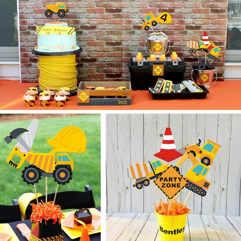 Faisichocalato 16pcs Construction Party Centerpiece Dump Truck Car Table Topper Decoration Zone Birthday Party Supplies - Image 2